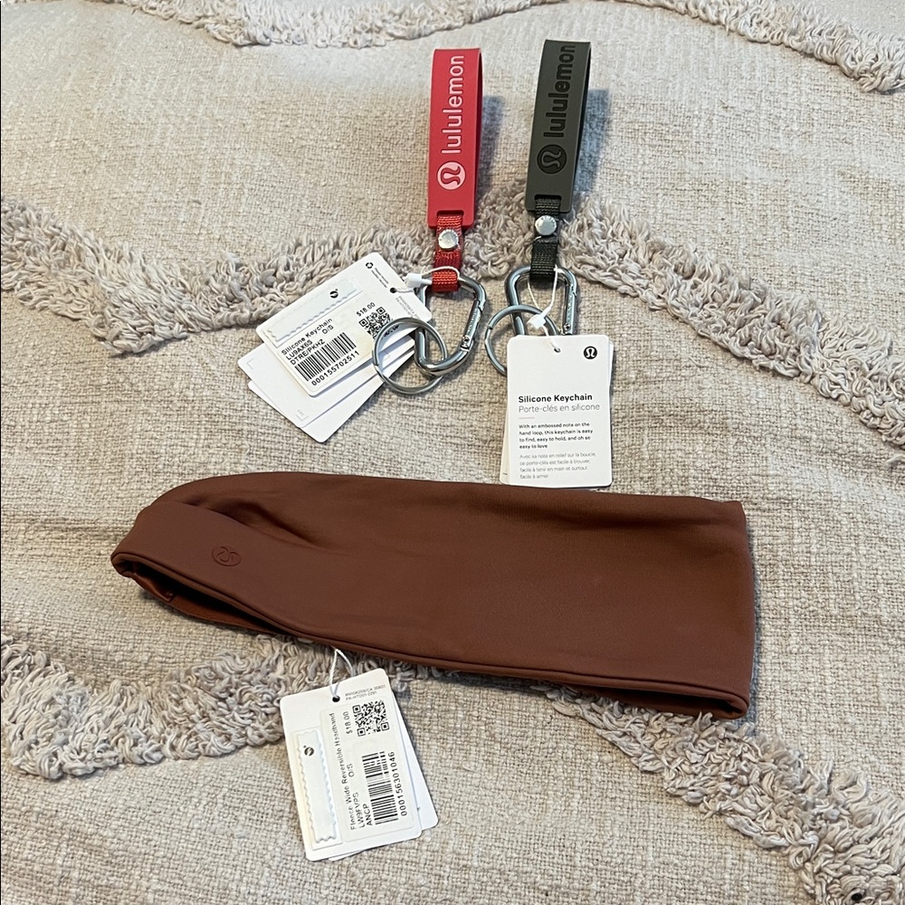 Lululemon Red and Black Silicone Keychains